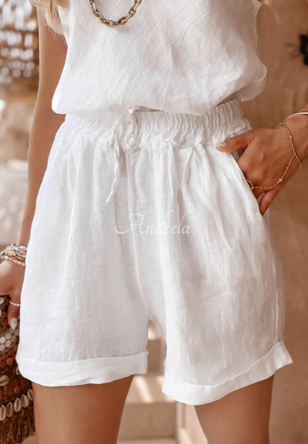 Kr&aacute;tk&eacute; lněn&eacute; &scaron;ortky Summery Essentials ecru