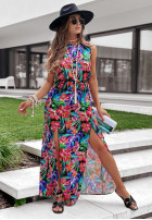 Kwiecista Šaty z rozcięciami Exotic Summer černá