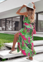 Kwiecista Šaty z rozcięciami Exotic Summer mentolová