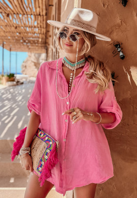 Lněná košile Summery Essentials růžová