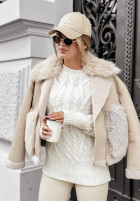 Svetr z ozdobnym splotem Coffee Time ecru