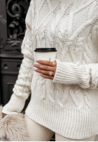 Svetr z ozdobnym splotem Coffee Time ecru