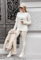 Svetr z ozdobnym splotem Coffee Time ecru