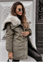 Bunda parka z futerkiem Cool Time khaki