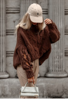 Svetr z ozdobnym splotem Cocomore Casual čokoládový