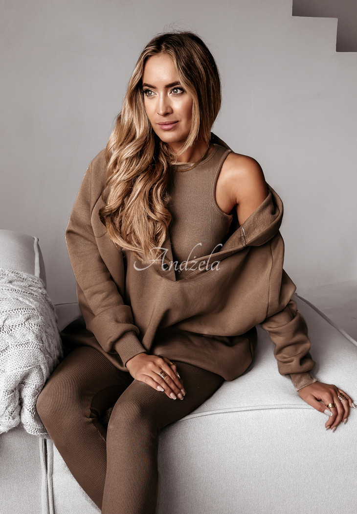 Souprava 3in1 legíny, Top a mikina Super Fit čokoládový