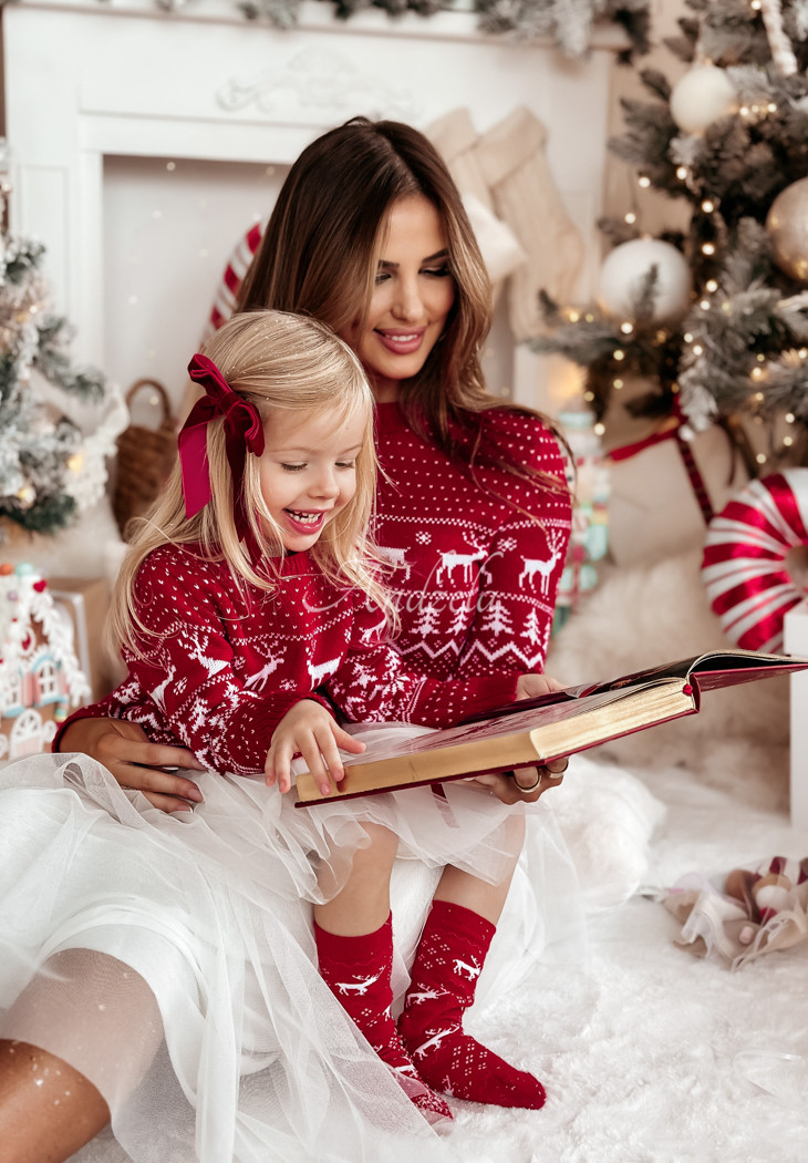 Dziecięcy świąteczny sweter Christmas Time czerwony