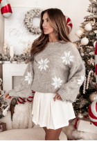 Vánoční Svetr w śnieżynki Christmas Magic béžový