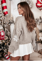 Vánoční Svetr w śnieżynki Christmas Magic béžový