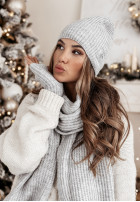 Souprava Čepice, szalik, Rukavice i ocieplacze 4in1 White Winterland šedý