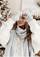 Souprava Čepice, szalik, Rukavice i ocieplacze 4in1 White Winterland šedý