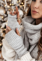 Souprava Čepice, szalik, Rukavice i ocieplacze 4in1 White Winterland šedý