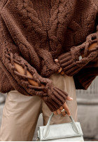 Svetr z ozdobnym splotem Cocomore Casual čokoládový
