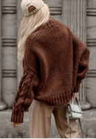 Svetr z ozdobnym splotem Cocomore Casual čokoládový