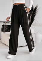 materiálové Kalhoty wide leg z paskami My Motivation černé