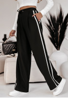 materiálové Kalhoty wide leg z paskami My Motivation černé