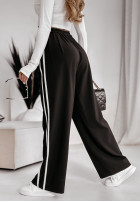 materiálové Kalhoty wide leg z paskami My Motivation černé
