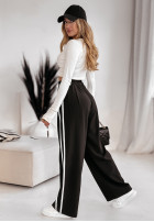 materiálové Kalhoty wide leg z paskami My Motivation černé
