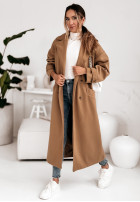 Dlouhý Kabát oversize Velvet Twilight velbloudí