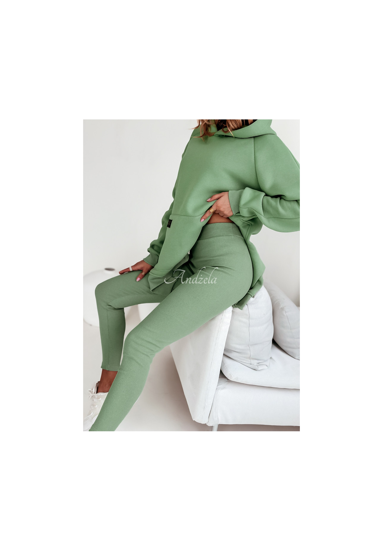 Žebrované legíny Siempre khaki