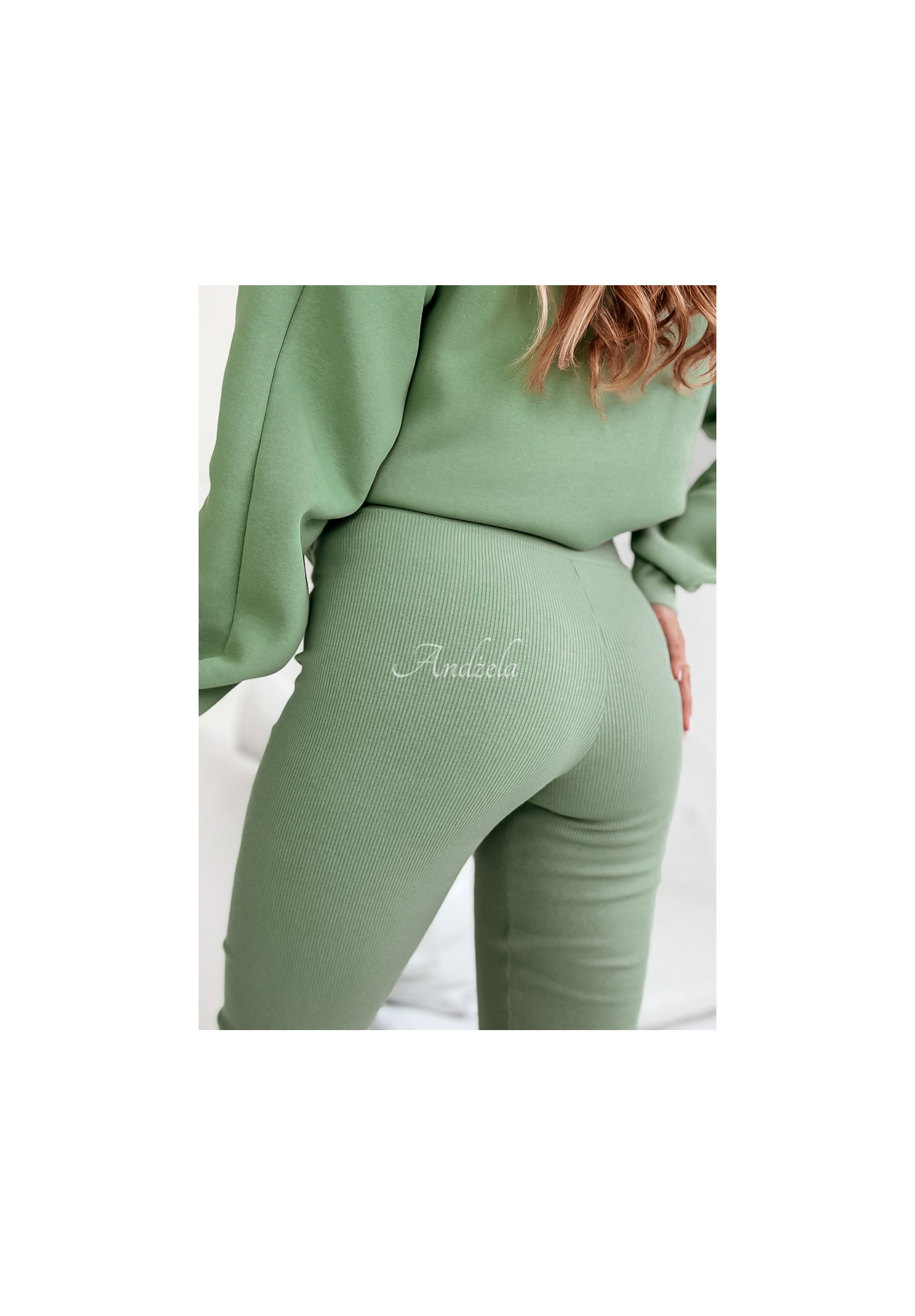 Žebrované legíny Siempre khaki