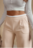 Eleganckie Kalhoty wide leg Path To Success béžové