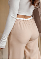 Eleganckie Kalhoty wide leg Path To Success béžové