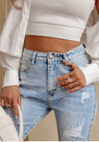 Kalhoty džínové  z przetarciami Viren světle modré