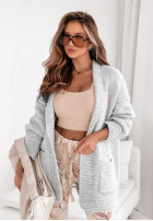 Krótki kardigan oversize Cozy Drape Šedá