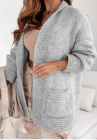 Krótki kardigan oversize Cozy Drape Šedá