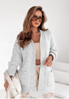 Krótki kardigan oversize Cozy Drape Šedá