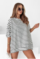 Mikina oversize w paski Active Queens biało-černá