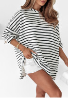 Mikina oversize w paski Active Queens biało-černá