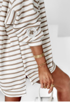 Mikina oversize w paski Active Queens biało-béžová