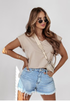 Tričko V-neck béžový