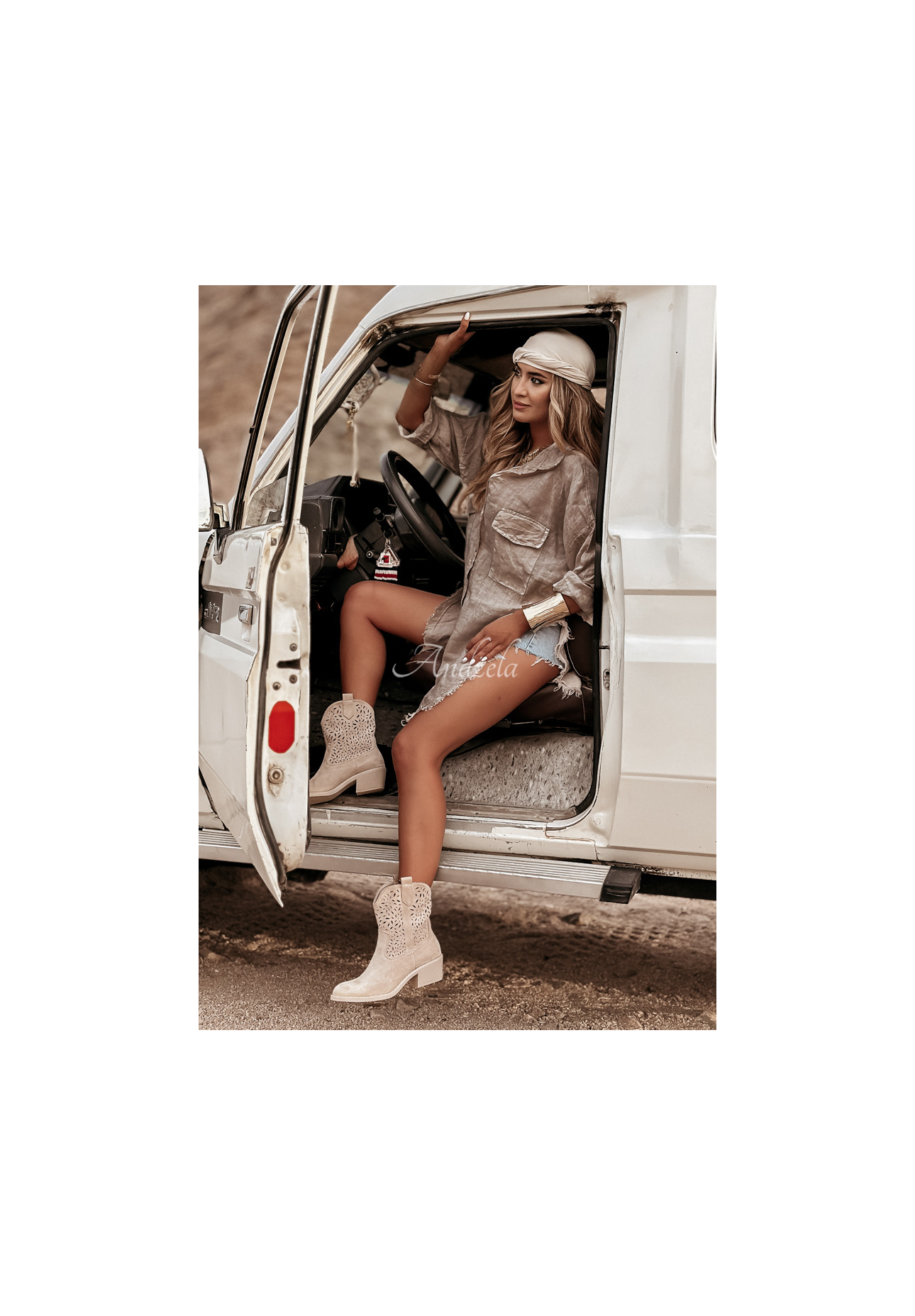 Dlouhá lněná košile s kapsami Take A Trip Mokka