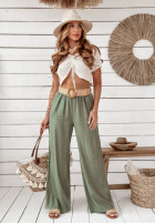 materiálové Kalhoty wide leg z paskiem Total Trip khaki