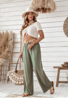 materiálové Kalhoty wide leg z paskiem Total Trip khaki