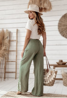 materiálové Kalhoty wide leg z paskiem Total Trip khaki