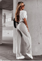 materiálové Kalhoty z lampasami Sense Of Style šedé