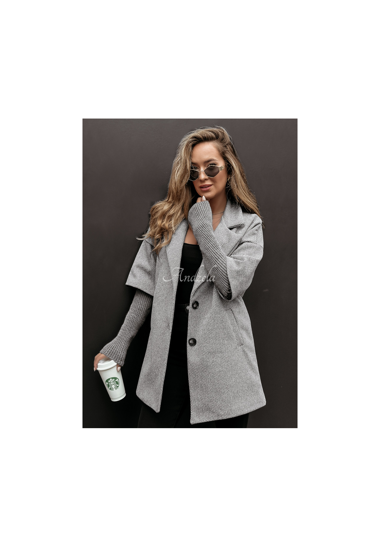 Kabát oversize Leaves Of Autumn šedý