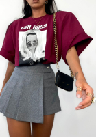 Tričko oversize La Milla Girl Boss burgundowy