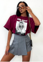 Tričko oversize La Milla Girl Boss burgundowy