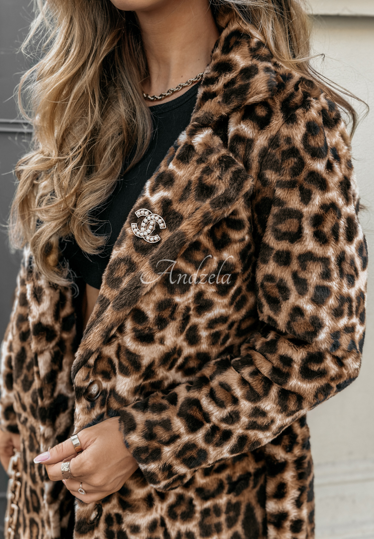 Kabát kožich Velvety Bliss s leopardím vzorem