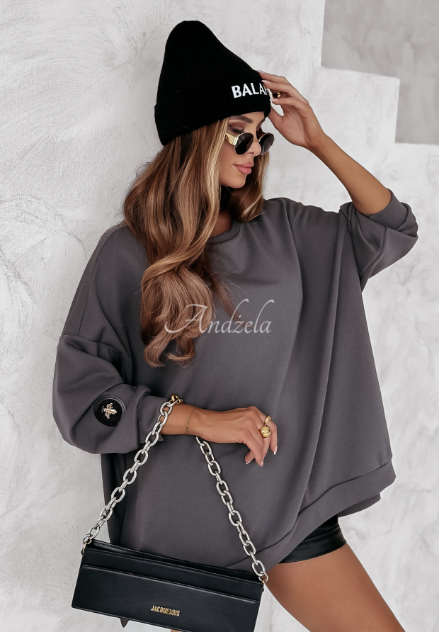 Mikina oversize Active Queens grafitov&aacute;