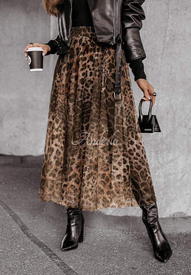 Tylov&aacute; sukně maxi Living Wild s leopard&iacute;m potiskem