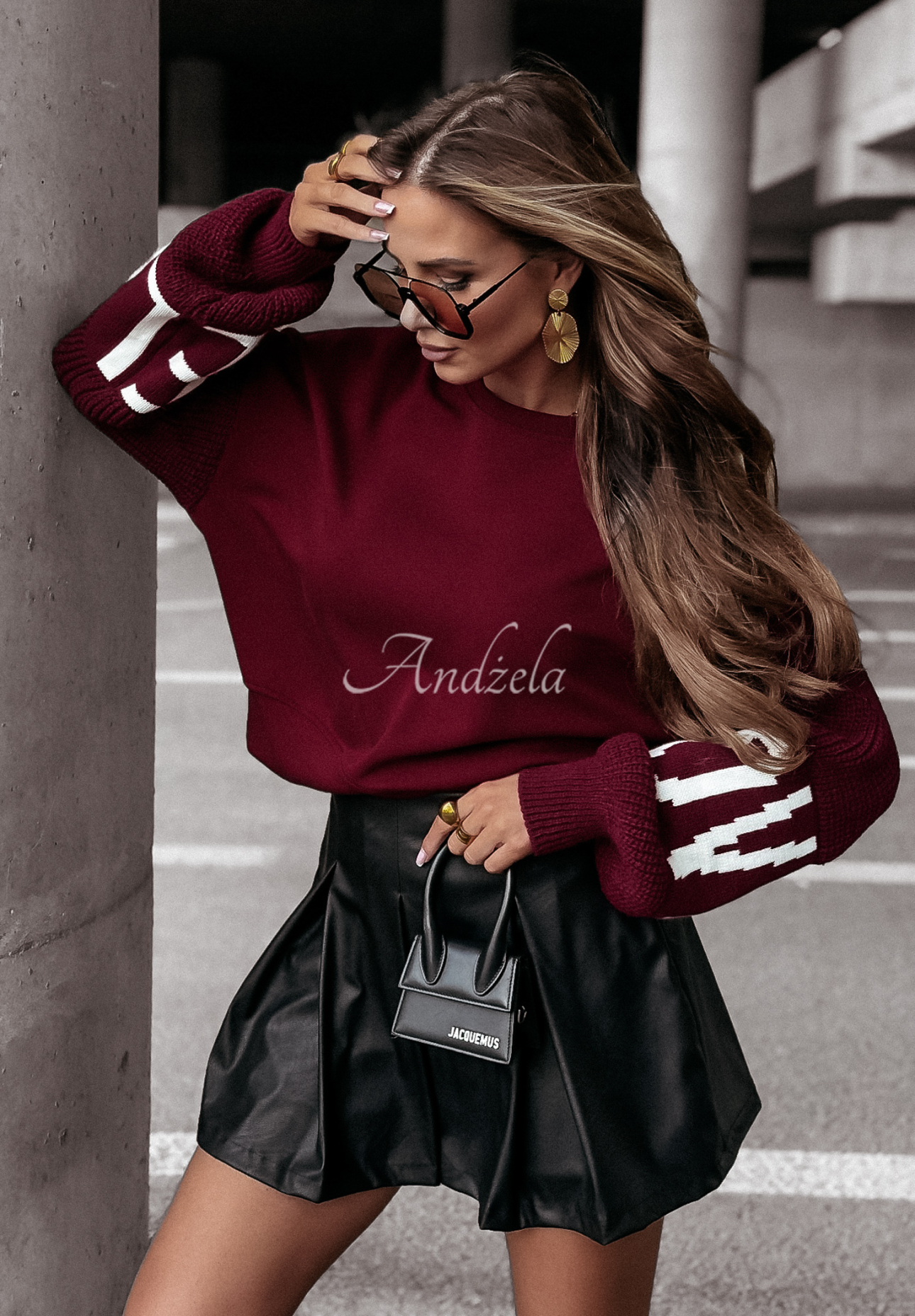 Mikina Lovely Sleeves vínová
