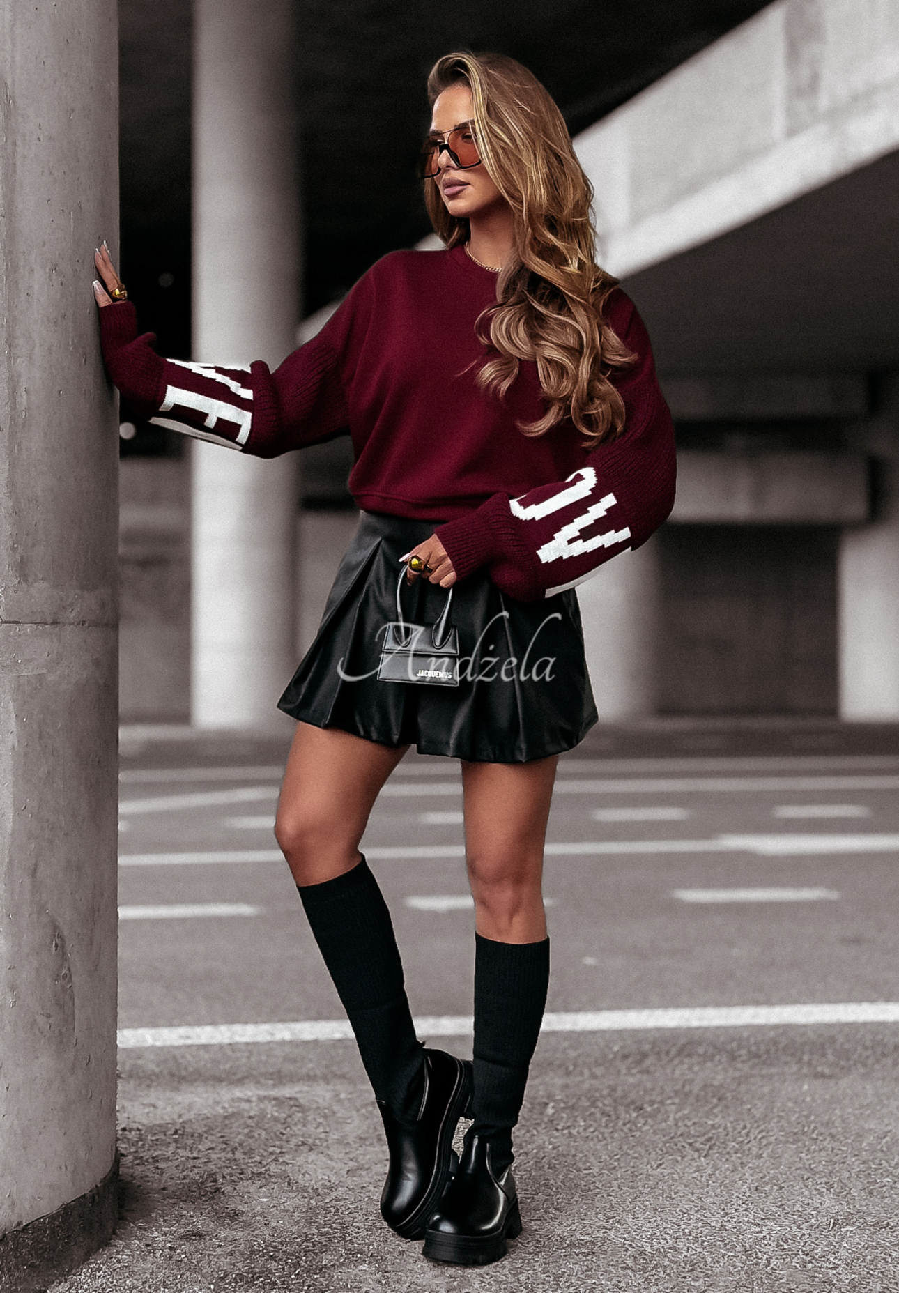 Mikina Lovely Sleeves vínová