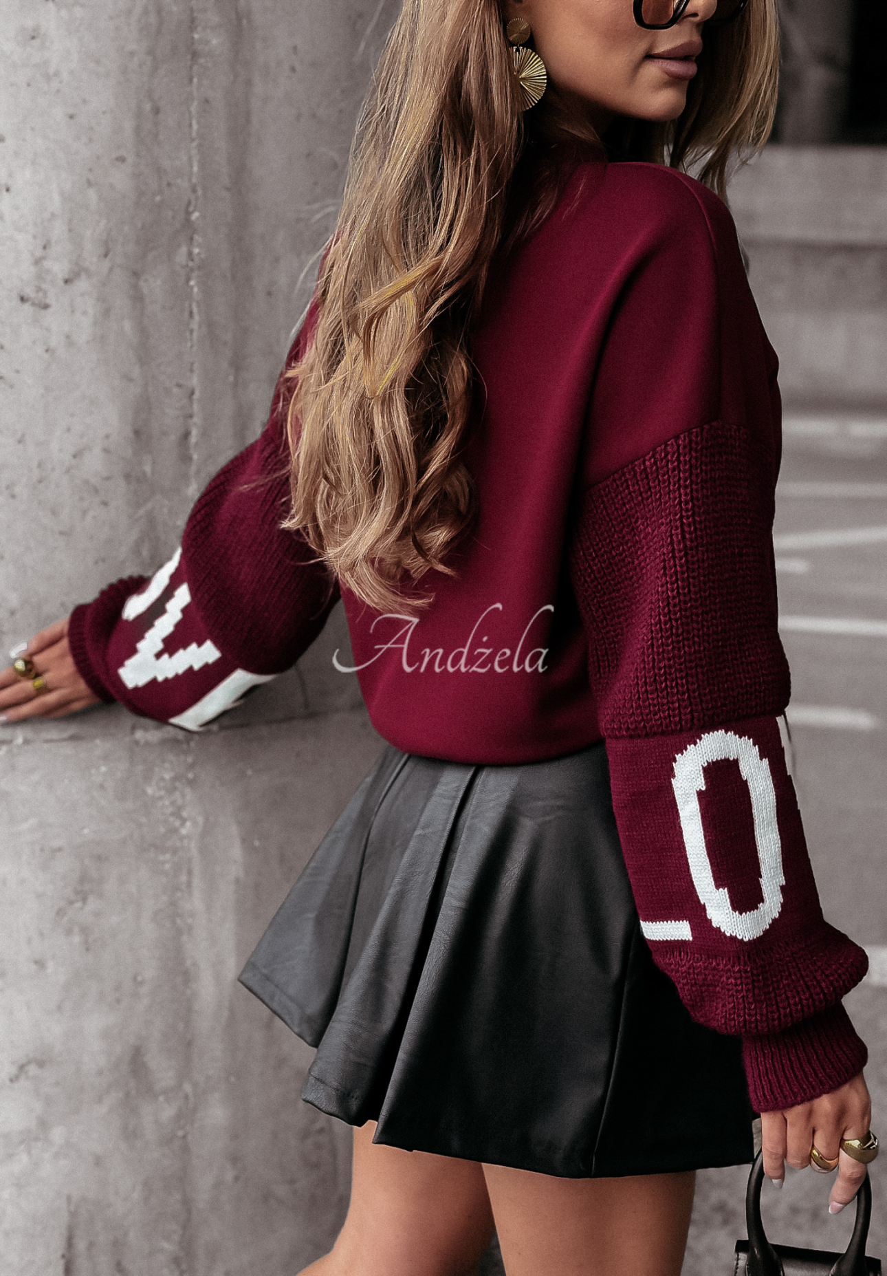 Mikina Lovely Sleeves vínová