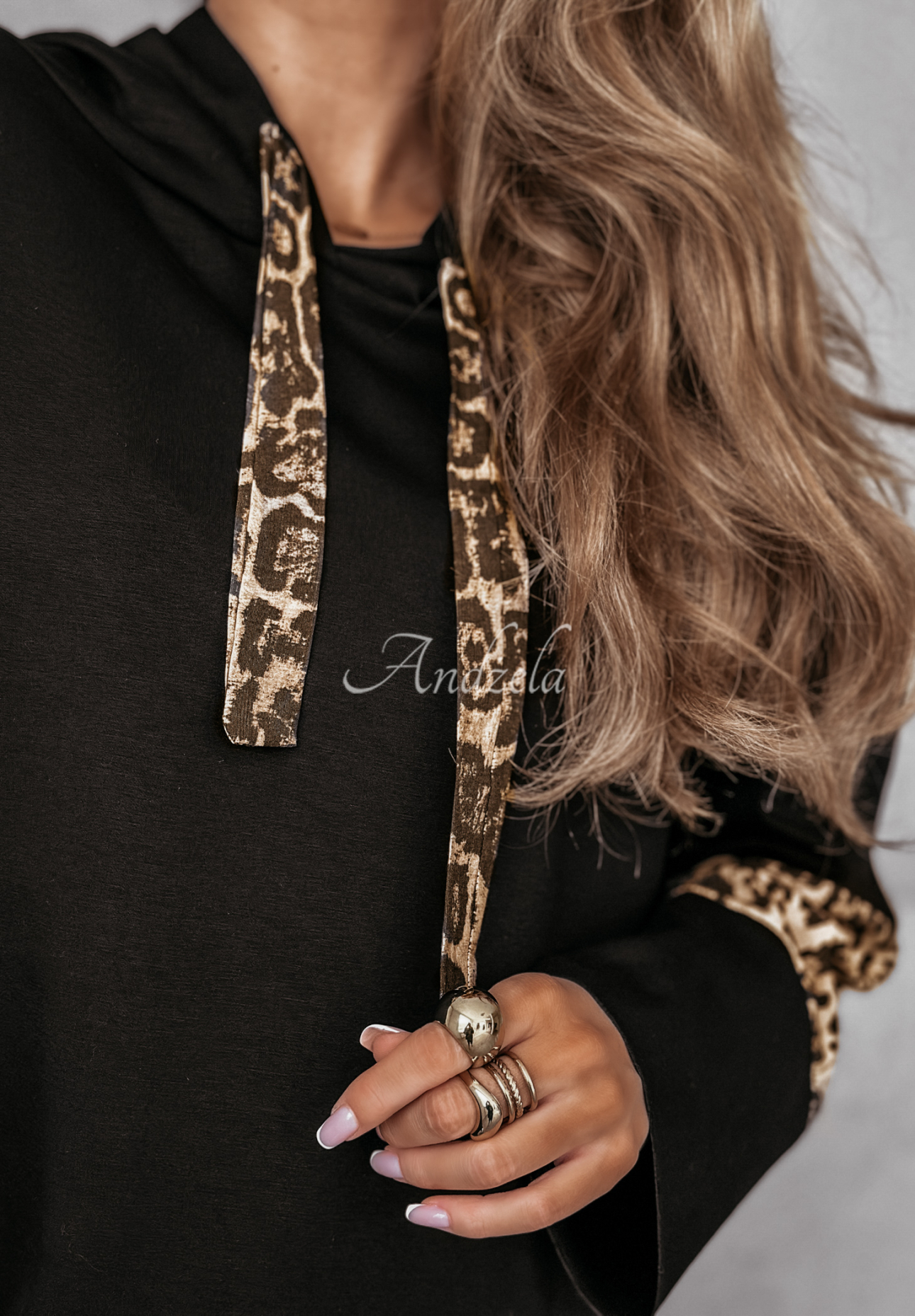 Tepláková souprava s leopardím vzorem Chill Your Mind Černé